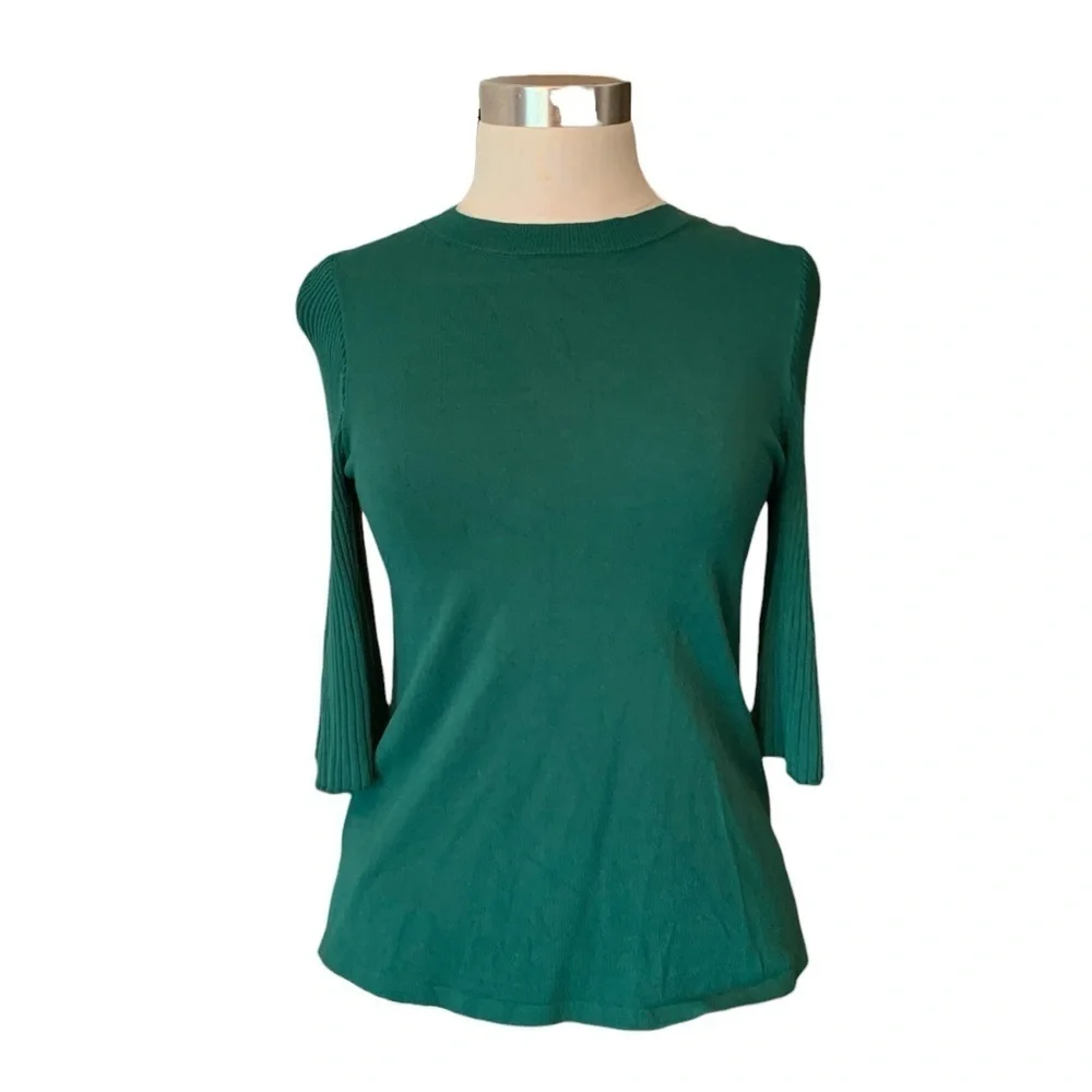 Ann Taylor cypress green trumpet sleeve sweater
